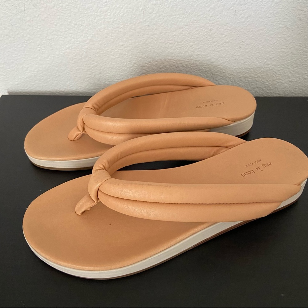 Rag & Bone Aya Thong Leather Sandals Flip Flops Platform 38.5